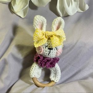 Brand New Handmade Bunny Rabbit Teether and Rattle makes a perfect baby gift